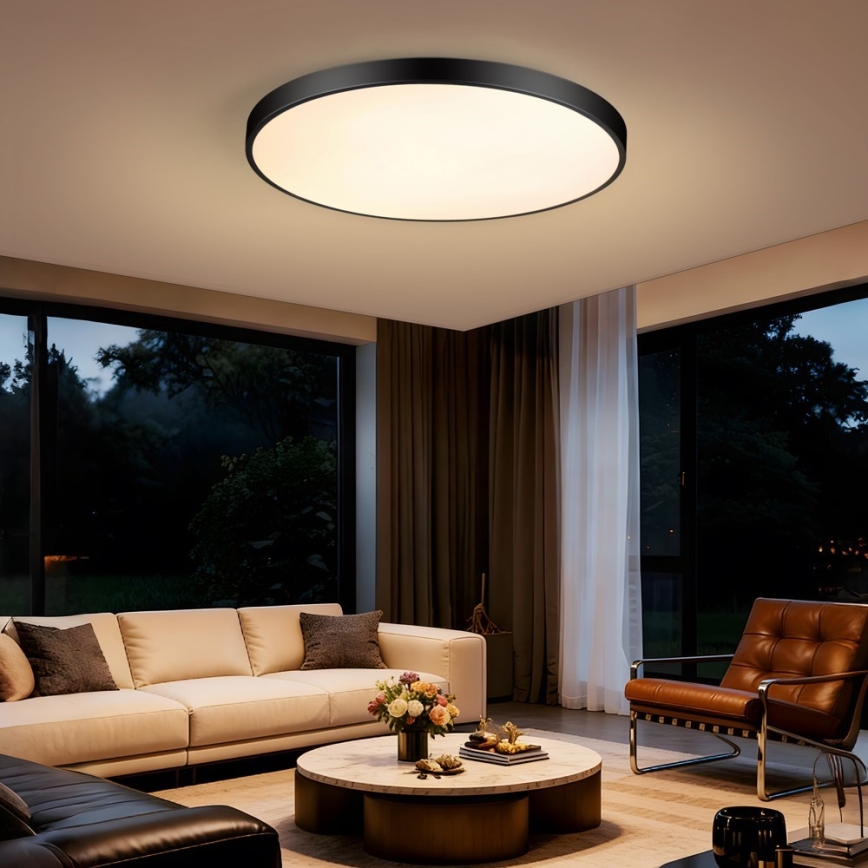 Immax NEO 07313L - LED Stmívatelné stropní svítidlo SEMPLICI LED/96W/230V pr. 80 cm Wi-Fi Tuya černá + dálkové ovládání