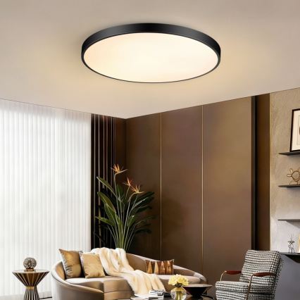 Immax NEO 07313L - LED Stmívatelné stropní svítidlo SEMPLICI LED/96W/230V pr. 80 cm Wi-Fi Tuya černá + dálkové ovládání