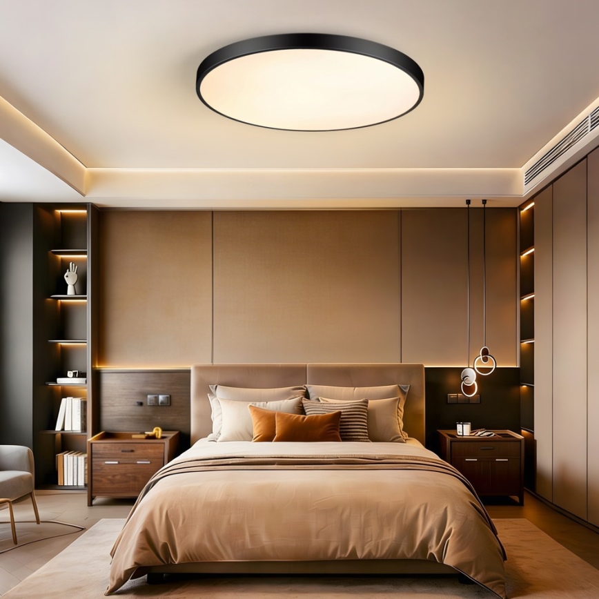 Immax NEO 07313L - LED Stmívatelné stropní svítidlo SEMPLICI LED/96W/230V pr. 80 cm Wi-Fi Tuya černá + dálkové ovládání