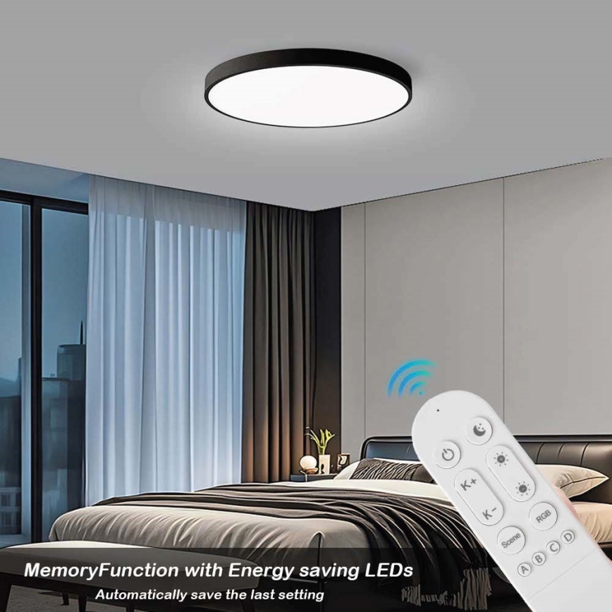 Immax NEO 07314L - LED Stmívatelné stropní svítidlo SEMPLICI LED/128W/230V pr. 100 cm Wi-Fi Tuya černá + dálkové ovládání