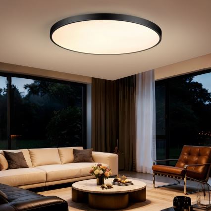 Immax NEO 07314L - LED Stmívatelné stropní svítidlo SEMPLICI LED/128W/230V pr. 100 cm Wi-Fi Tuya černá + dálkové ovládání