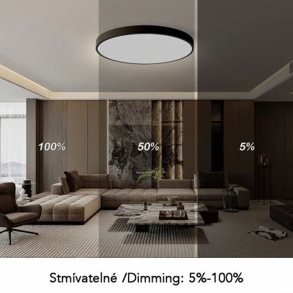 Immax NEO 07314L - LED Stmívatelné stropní svítidlo SEMPLICI LED/128W/230V pr. 100 cm Wi-Fi Tuya černá + dálkové ovládání