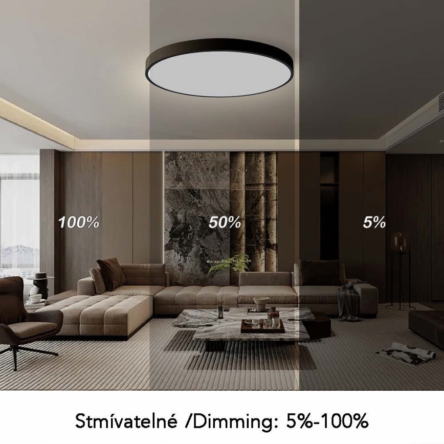 Immax NEO 07314L - LED Stmívatelné stropní svítidlo SEMPLICI LED/128W/230V pr. 100 cm Wi-Fi Tuya černá + dálkové ovládání