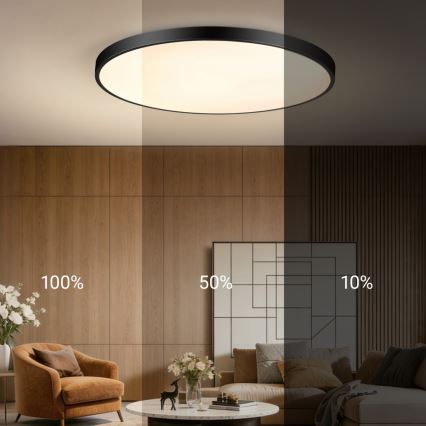 Immax NEO 07314L - LED Stmívatelné stropní svítidlo SEMPLICI LED/128W/230V pr. 100 cm Wi-Fi Tuya černá + dálkové ovládání