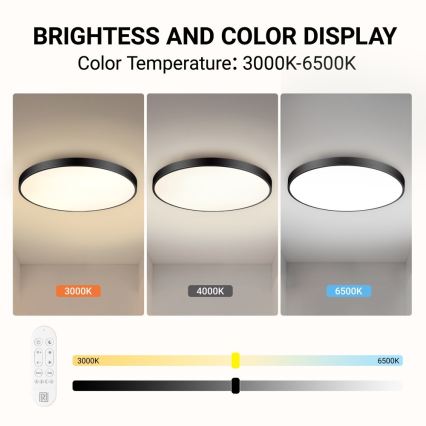 Immax NEO 07314L - LED Stmívatelné stropní svítidlo SEMPLICI LED/128W/230V pr. 100 cm Wi-Fi Tuya černá + dálkové ovládání