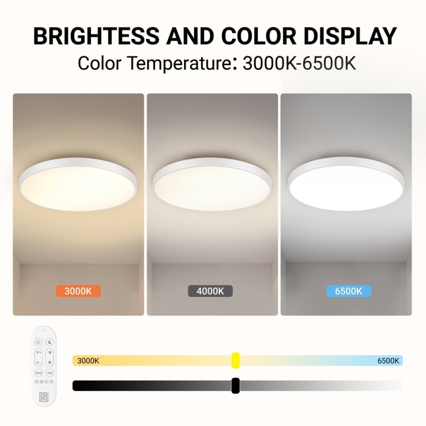 Immax NEO 07315L - LED Stmívatelné stropní svítidlo SEMPLICI LED/96W/230V pr. 80 cm Wi-Fi Tuya bílá + dálkové ovládání