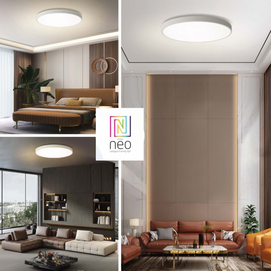 Immax NEO 07315L - LED Stmívatelné stropní svítidlo SEMPLICI LED/96W/230V pr. 80 cm Wi-Fi Tuya bílá + dálkové ovládání