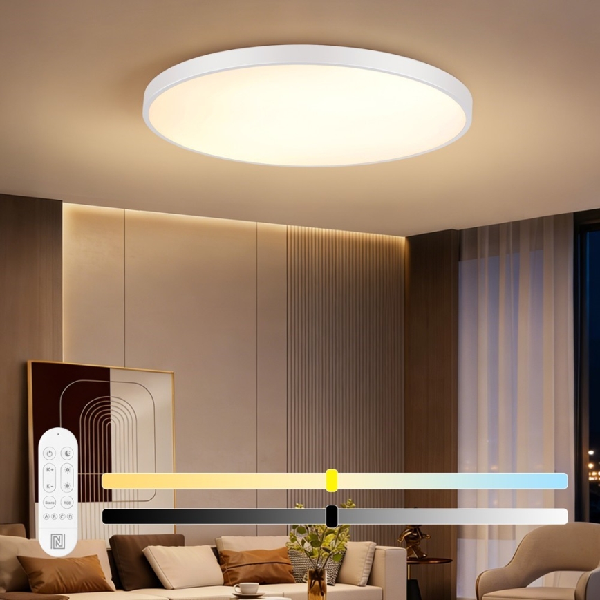 Immax NEO 07316L - LED Stmívatelné stropní svítidlo SEMPLICI LED/128W/230V pr. 100 cm Wi-Fi Tuya bílá + dálkové ovládání
