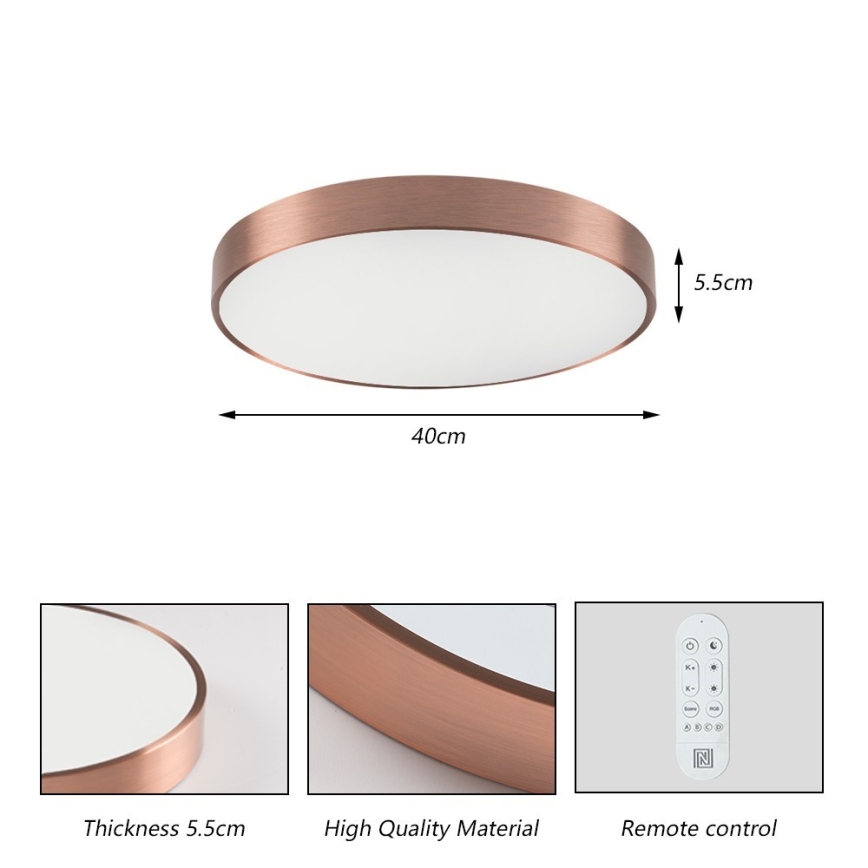 Immax NEO 07321L - LED Stmívatelné stropní svítidlo NEO LITE SEMPLICI LED/36W/230V pr. 40 cm Tuya rose gold + dálkové ovládání