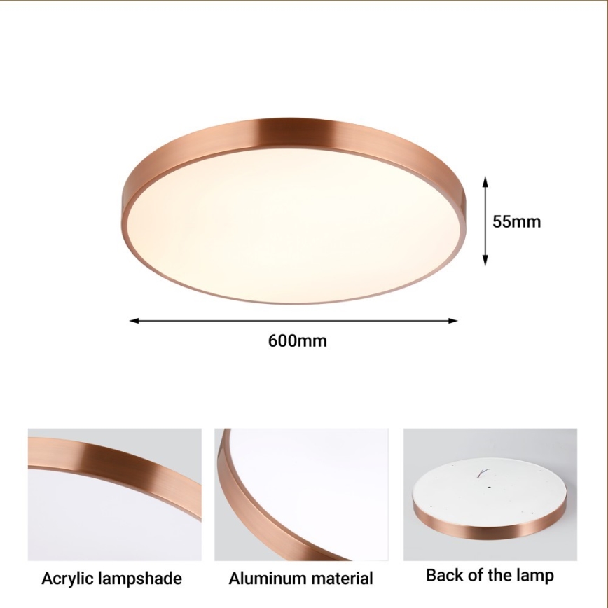 Immax NEO 07322L - LED Stmívatelné stropní svítidlo NEO LITE SEMPLICI LED/60W/230V pr. 60 cm Tuya rose gold + dálkové ovládání