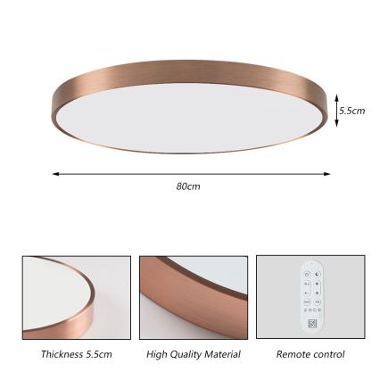 Immax NEO 07323L - LED Stmívatelné stropní svítidlo SEMPLICI LED/96W/230V pr. 80 cm Wi-Fi Tuya rose gold + dálkové ovládání