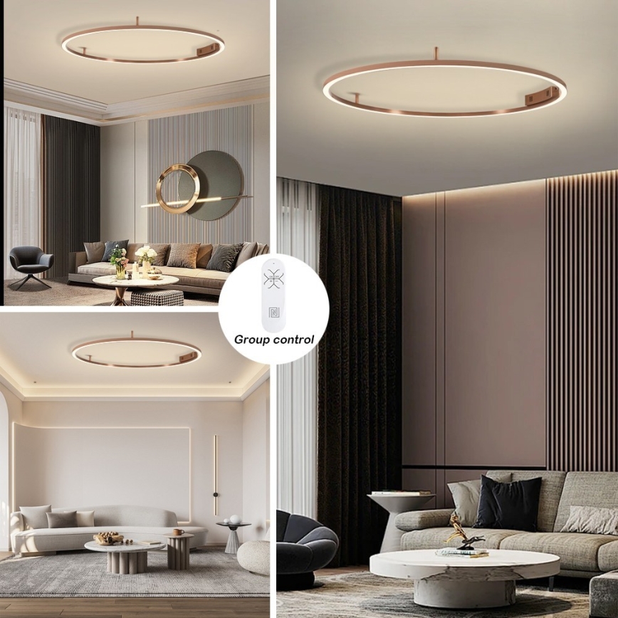 Immax NEO 07325-120C - LED Stmívatelné stropní svítidlo FINO LED/72W/230V 120 cm Tuya rose gold + dálkové ovládání