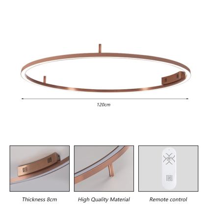 Immax NEO 07325-120C - LED Stmívatelné stropní svítidlo FINO LED/72W/230V 120 cm Tuya rose gold + dálkové ovládání