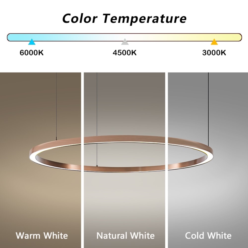 Immax NEO 07327L - LED Stmívatelný lustr na lanku FINO LED/55W/230V 80 cm rose gold Tuya + dálkové ovládání