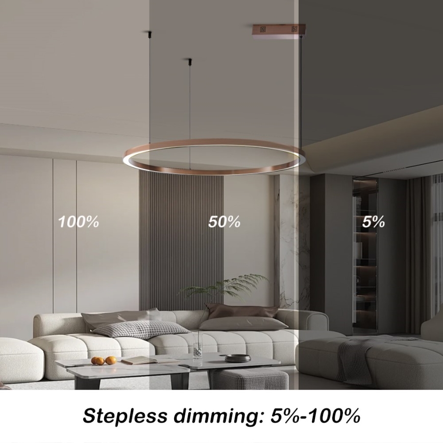 Immax NEO 07327L - LED Stmívatelný lustr na lanku FINO LED/55W/230V 80 cm rose gold Tuya + dálkové ovládání