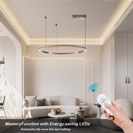 Immax NEO 07327L - LED Stmívatelný lustr na lanku FINO LED/55W/230V 80 cm rose gold Tuya + dálkové ovládání