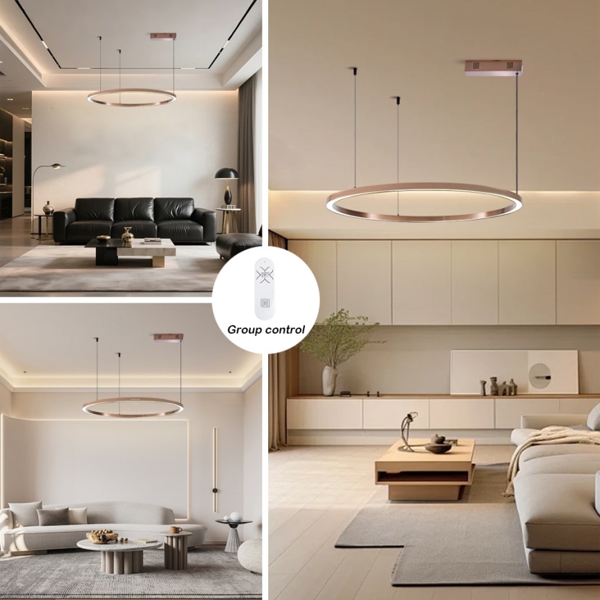 Immax NEO 07327L - LED Stmívatelný lustr na lanku FINO LED/55W/230V 80 cm rose gold Tuya + dálkové ovládání
