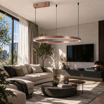 Immax NEO 07327L - LED Stmívatelný lustr na lanku FINO LED/55W/230V 80 cm rose gold Tuya + dálkové ovládání