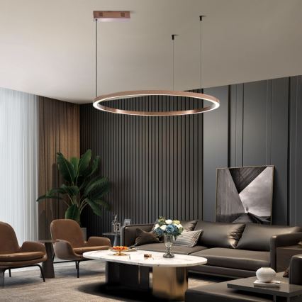 Immax NEO 07327L - LED Stmívatelný lustr na lanku FINO LED/55W/230V 80 cm rose gold Tuya + dálkové ovládání