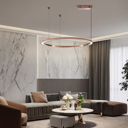 Immax NEO 07327L - LED Stmívatelný lustr na lanku FINO LED/55W/230V 80 cm rose gold Tuya + dálkové ovládání
