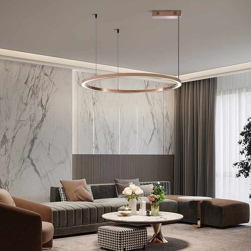 Immax NEO 07327L - LED Stmívatelný lustr na lanku FINO LED/55W/230V 80 cm rose gold Tuya + dálkové ovládání