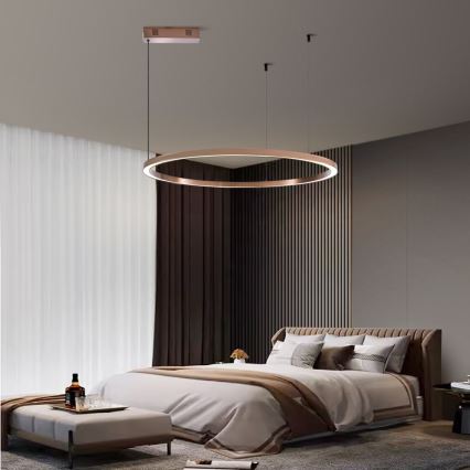 Immax NEO 07327L - LED Stmívatelný lustr na lanku FINO LED/55W/230V 80 cm rose gold Tuya + dálkové ovládání
