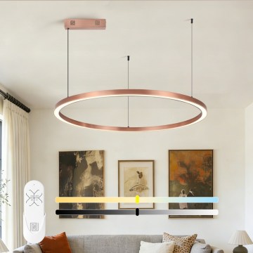 Immax NEO 07327L - LED Stmívatelný lustr na lanku FINO LED/55W/230V 80 cm rose gold Tuya + dálkové ovládání