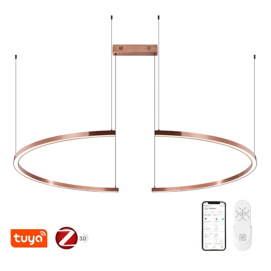 Immax NEO 07328L - LED Stmívatelný lustr na lanku FINO LED/72W/230V 120 cm Tuya rose gold + dálkové ovládání