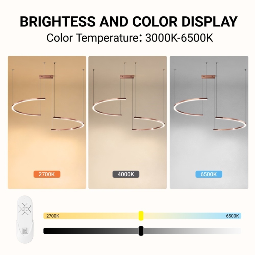 Immax NEO 07328L - LED Stmívatelný lustr na lanku FINO LED/72W/230V 120 cm Tuya rose gold + dálkové ovládání