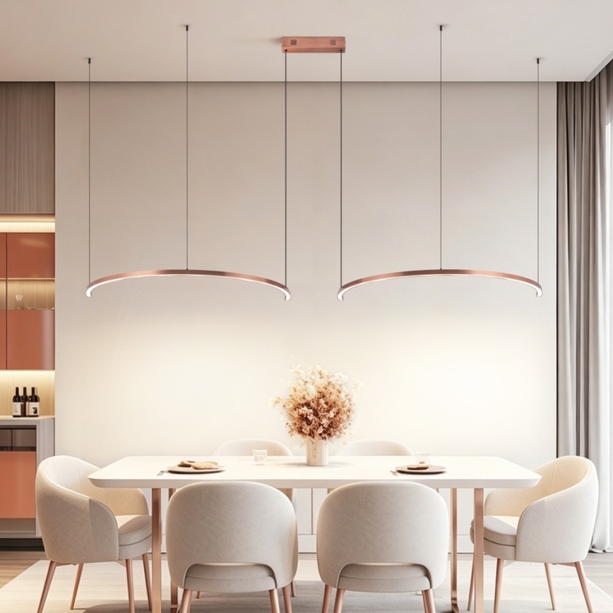 Immax NEO 07328L - LED Stmívatelný lustr na lanku FINO LED/72W/230V 120 cm Tuya rose gold + dálkové ovládání