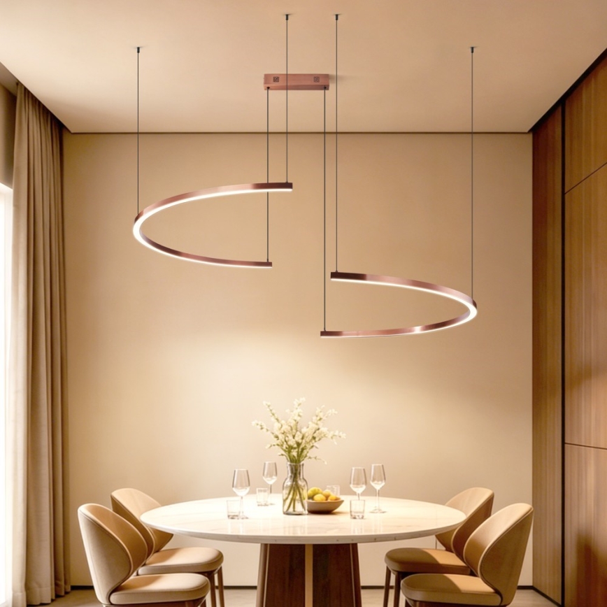 Immax NEO 07328L - LED Stmívatelný lustr na lanku FINO LED/72W/230V 120 cm Tuya rose gold + dálkové ovládání