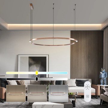Immax NEO 07328L - LED Stmívatelný lustr na lanku FINO LED/72W/230V 120 cm rose gold Tuya + dálkové ovládání