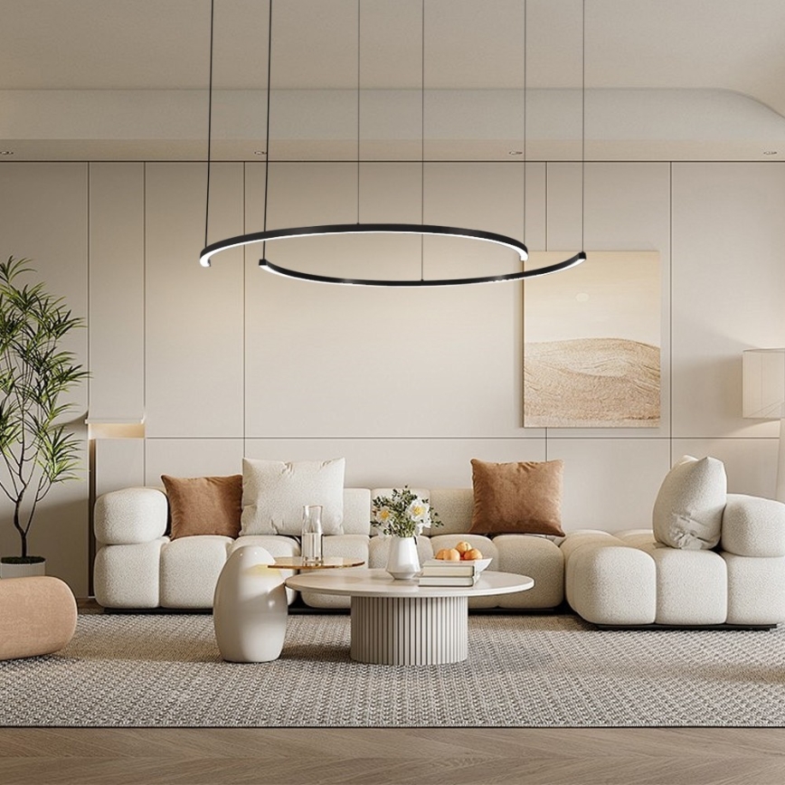 Immax NEO 07329L - LED Stmívatelný lustr na lanku FINO LED/72W/230V 120 cm Tuya černá + dálkové ovládání