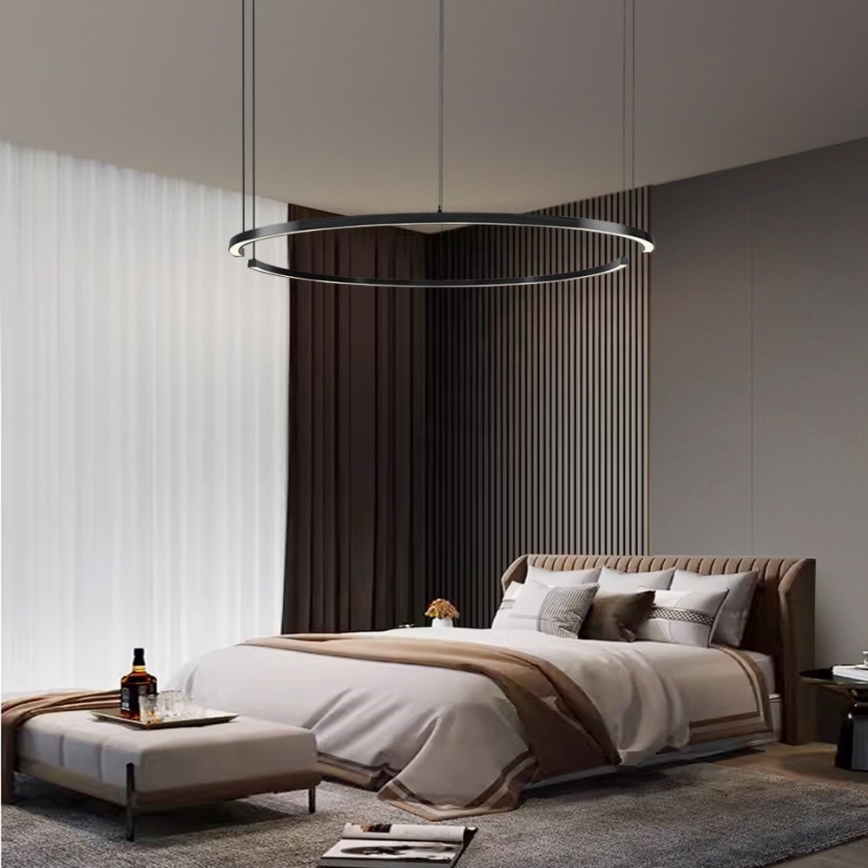Immax NEO 07329L - LED Stmívatelný lustr na lanku FINO LED/72W/230V 120 cm Tuya černá + dálkové ovládání