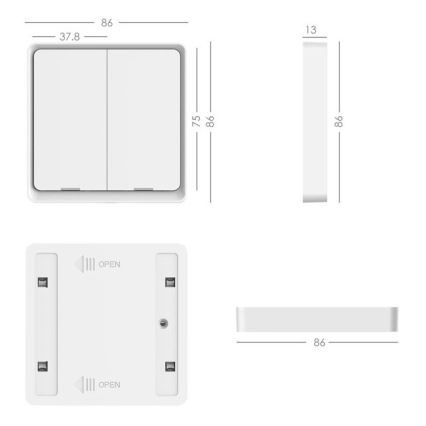 Immax NEO 07507L - Vypínač 2-tlačítkový SMART 1xCR2430 Zigbee 3.0 Tuya