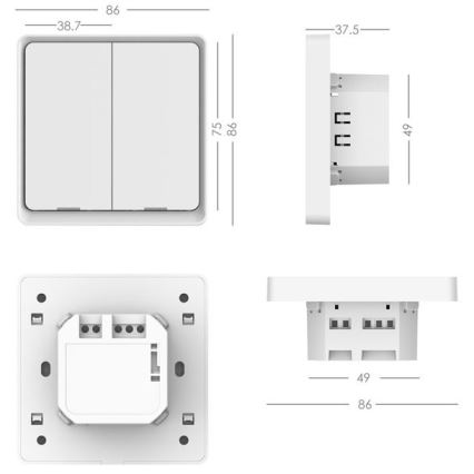 Immax NEO 07513L - Vypínač 2-tlačítkový SMART 230V Wi-Fi Tuya