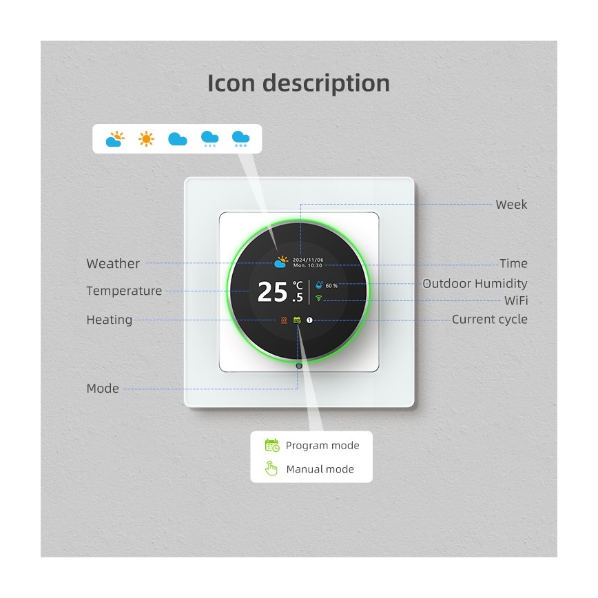 Immax NEO 07535L - Termostat pro elektrické podlahové topení SMART 230V/16A Wi-Fi Tuya