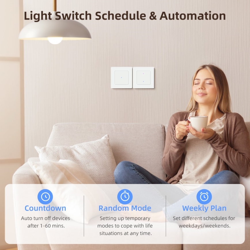 Immax NEO 07539L - Vypínač 2-tlačítkový SMART 230V Wi-Fi Tuya