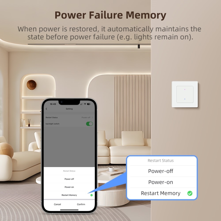 Immax NEO 07539L - Vypínač 2-tlačítkový SMART 230V Wi-Fi Tuya