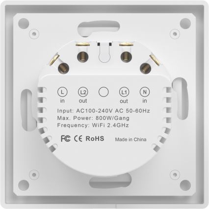 Immax NEO 07539L - Vypínač 2-tlačítkový SMART 230V Wi-Fi Tuya