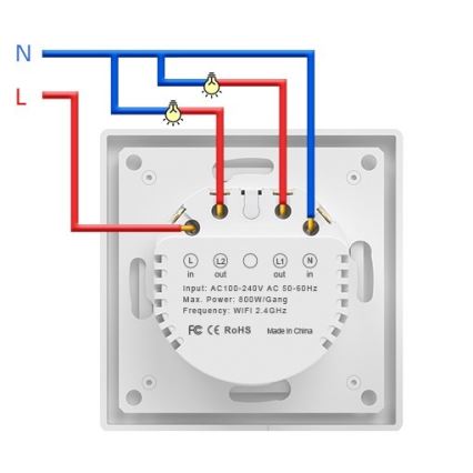 Immax NEO 07539L - Vypínač 2-tlačítkový SMART 230V Wi-Fi Tuya