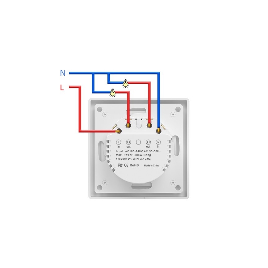 Immax NEO 07539L - Vypínač 2-tlačítkový SMART 230V Wi-Fi Tuya