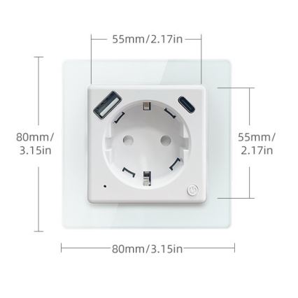 Immax NEO 07552L - Chytrá zásuvka F 16A/230V + 1xUSB-A+1xUSB C PD 20W Tuya