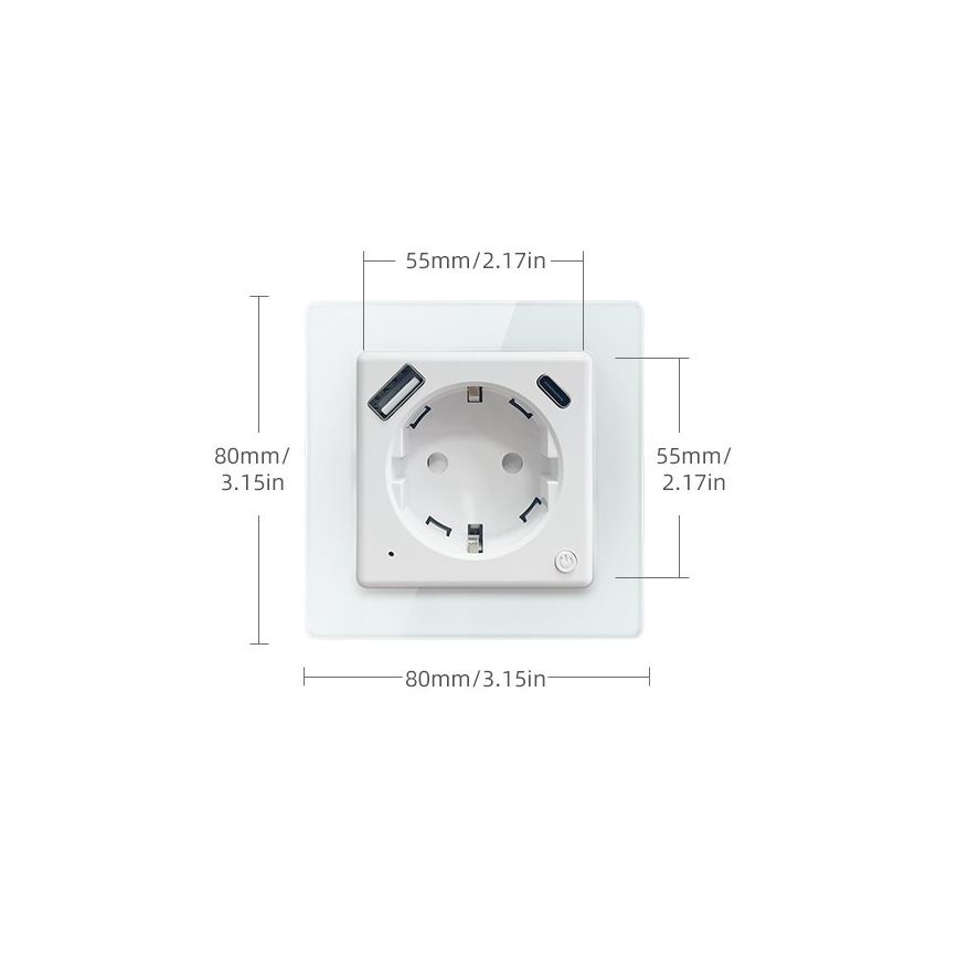 Immax NEO 07552L - Chytrá zásuvka F 16A/230V + 1xUSB-A+1xUSB C PD 20W Tuya