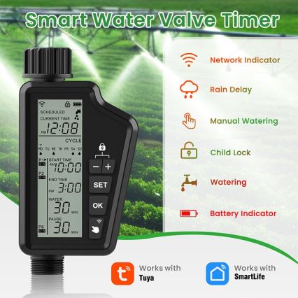 Immax NEO 07556L - Zavlažovací ventil 4xAA IP65 Wi-Fi Tuya