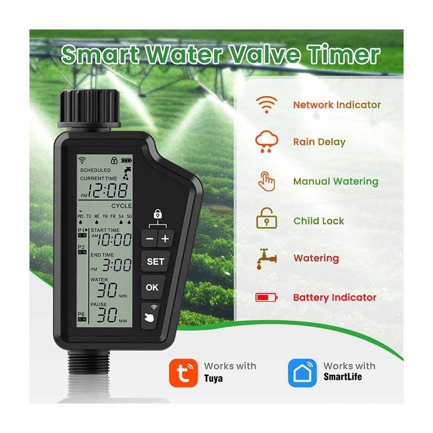 Immax NEO 07556L - Zavlažovací ventil 4xAA IP65 Wi-Fi Tuya