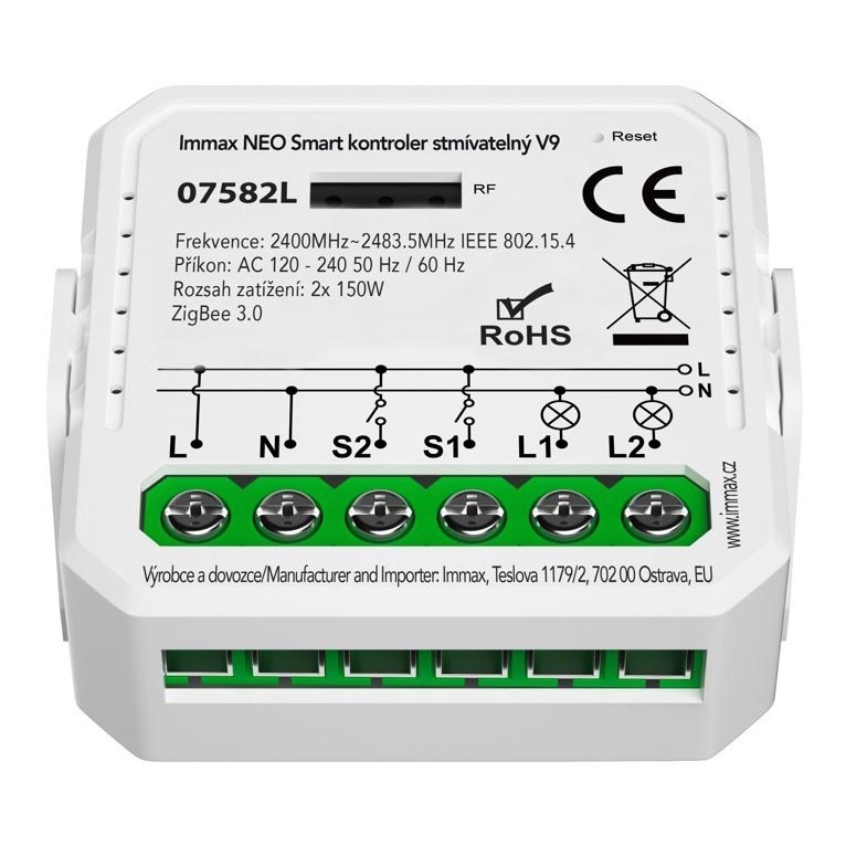 Immax Neo 07582L - Chytrý kontroler stmívatelný V9 2-tlačítkový Tuya