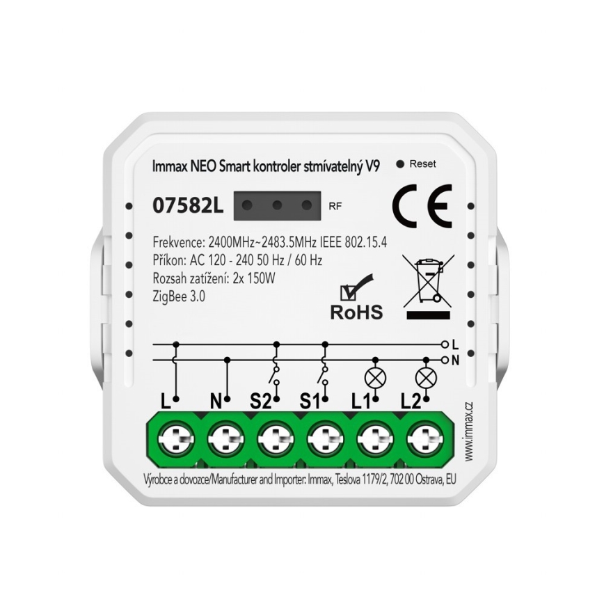 Immax Neo 07582L - Chytrý kontroler stmívatelný V9 2-tlačítkový Tuya
