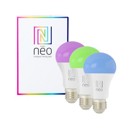 Immax NEO 07712CDO - SADA 3x LED RGB+CCT Stmívatelná žárovka E27/9W/230V Wi-Fi Tuya + dálkové ovládání