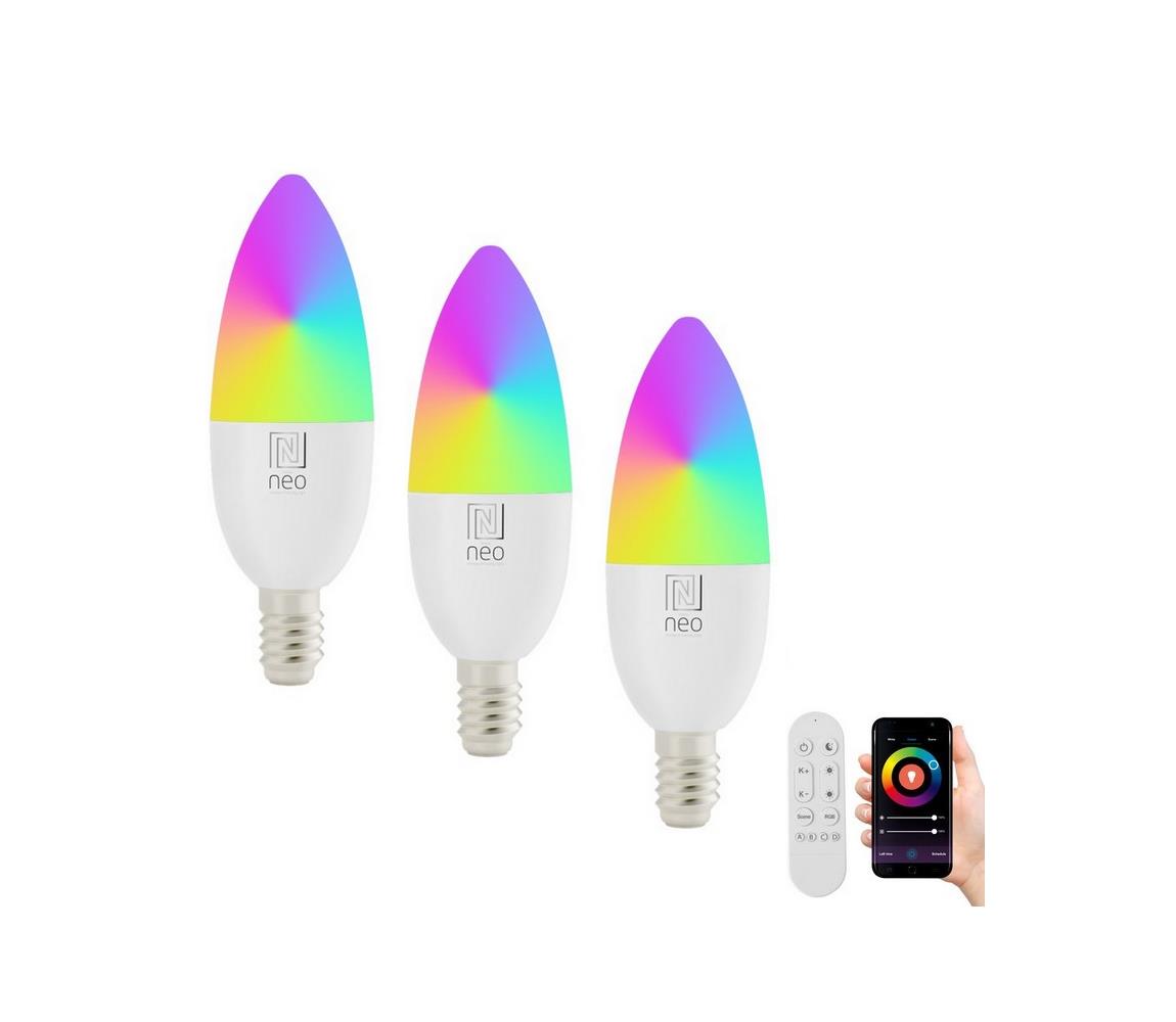 Immax NEO LITE SMART sada 3x žárovka LED E14 6W RGB+CCT, stmívatelná, Wi-Fi, Beacon, DO, TUYA 07716CDO